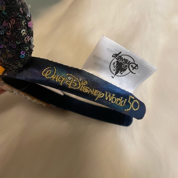NWT Disney Earidescent Mickey Mouse Ears Gem Walt 50th 50 gold black Anniversary - Picture 5 of 16